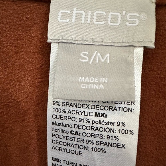 Chico’s Faux Suede Terracotta Embroidered Bohemian Ruana - Picture 6 of 8